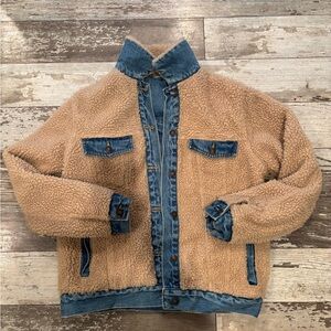 Forever 21 Tan and Blue Jean Jacket